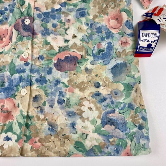 VTG 90s Cape Cod Sportswear Womens Shirt Sz 14 Floral Button Up SS USA NWT - Picture 5 of 10